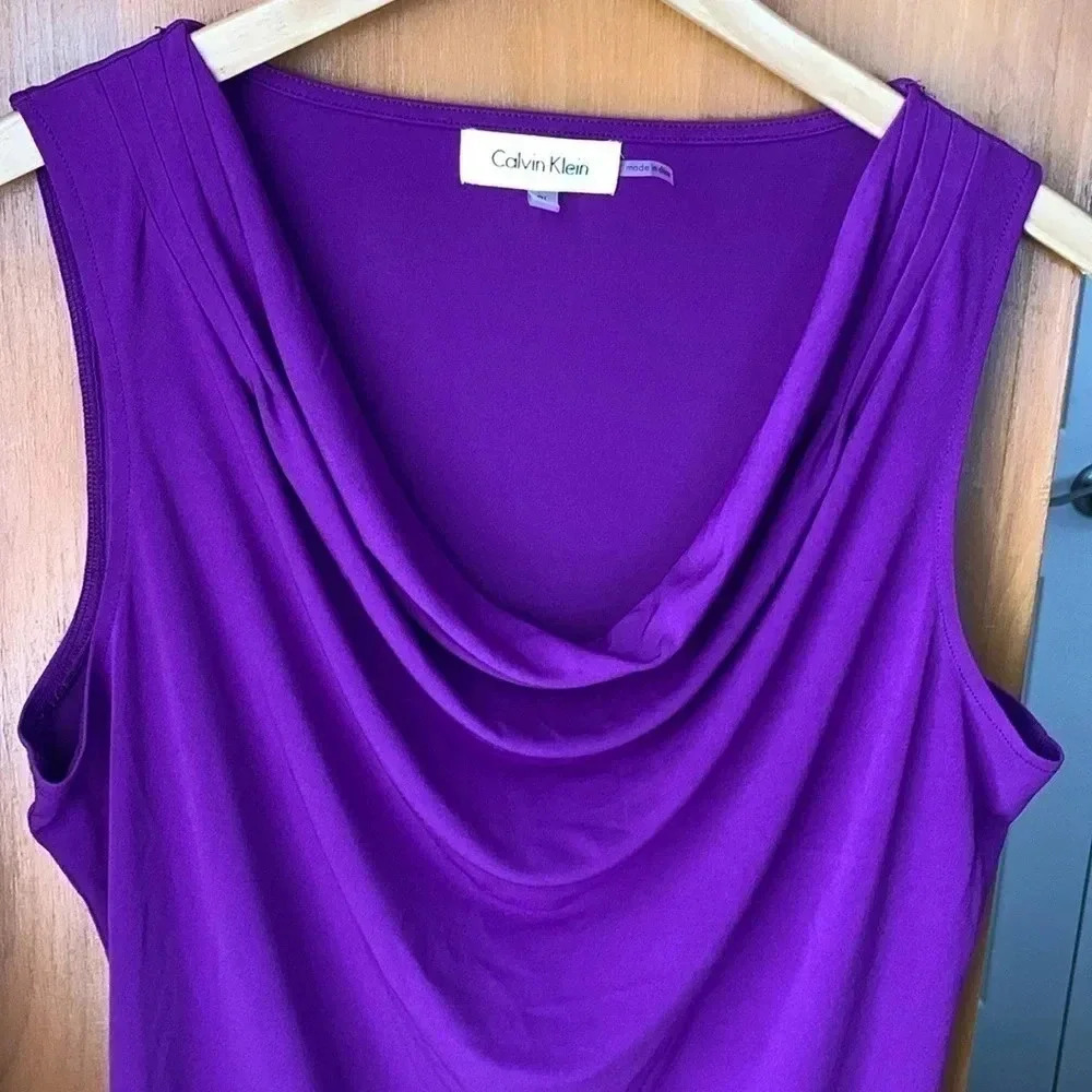 Calvin Klein Purple Drape Neck Sleeveless Top